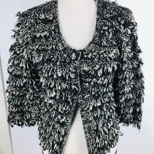 SOLEMIO SHAG SNAP BUTTON SHORT SWEATER SHRUG